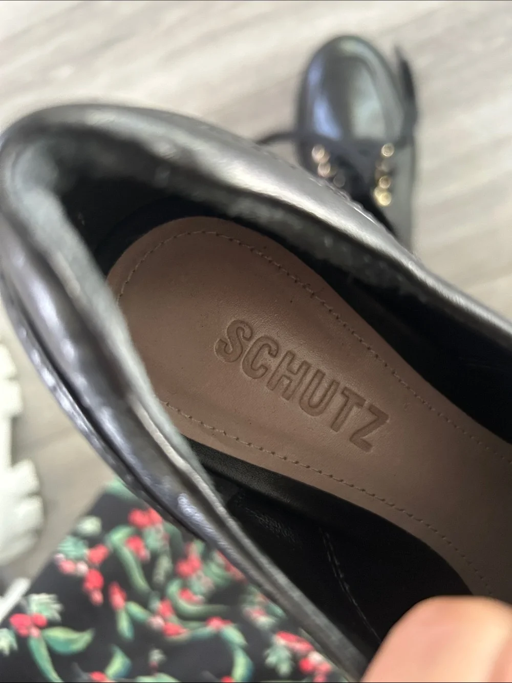 NWT SCHUTZ Black Bethie Platform Leather Oxfords Sz 7.5B